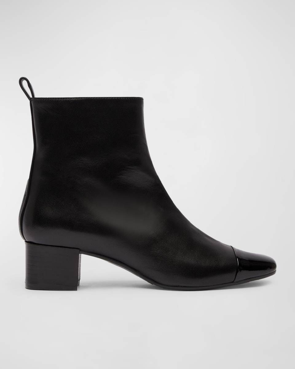 Mixed Leather Cap-Toe Booties